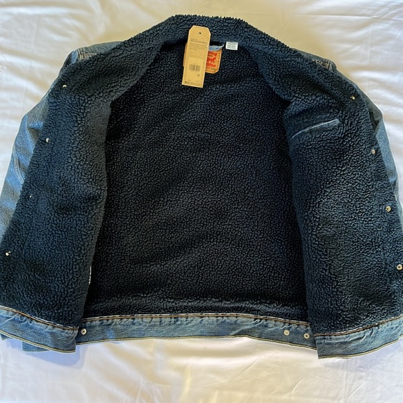 Levi’s Sherpa Jean Jacket Medium wash Navy Sherpa size XXL - Picture 6 of 10